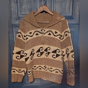 Vintage Cozy Brown Patterned Knit Jacket
